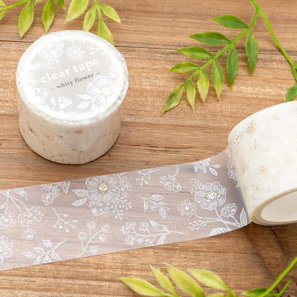 Mind Wave Clear Masking Tape - Whity Flower