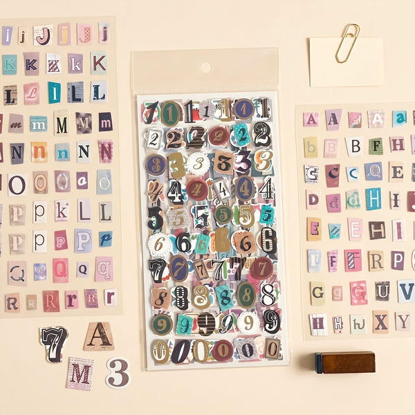 Mixed Font Alphabet & Number Stickers – Set of 6 Sheets