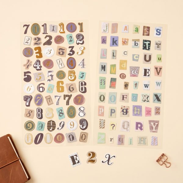 Mixed Font Alphabet & Number Stickers – Set of 6 Sheets