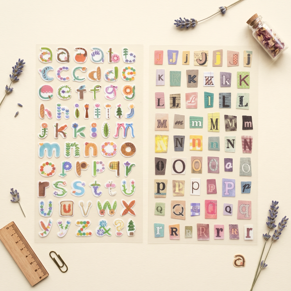 Mixed Font Alphabet & Number Stickers – Set of 6 Sheets