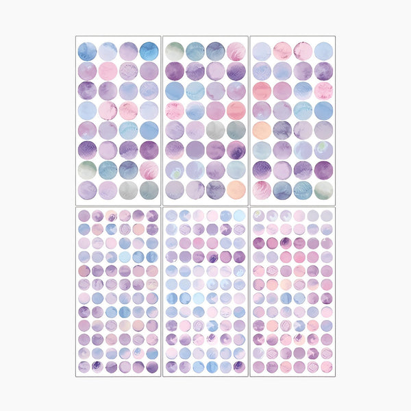 Monet Garden Watercolor Dot Stickers - Set of 6 Sheets
