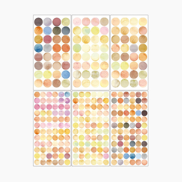 Monet Garden Watercolor Dot Stickers - Set of 6 Sheets