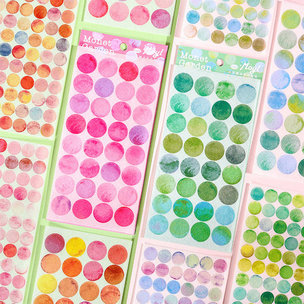 Monet Garden Watercolor Dot Stickers - Set of 6 Sheets