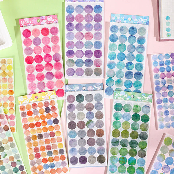 Monet Garden Watercolor Dot Stickers - Set of 6 Sheets