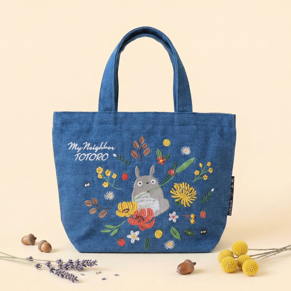 My Neighbor Totoro Embroidered Tote Bag - Flowers