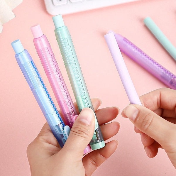 Pastel Pop Pen-Style Click Erasers - With 3 Bonus Refills