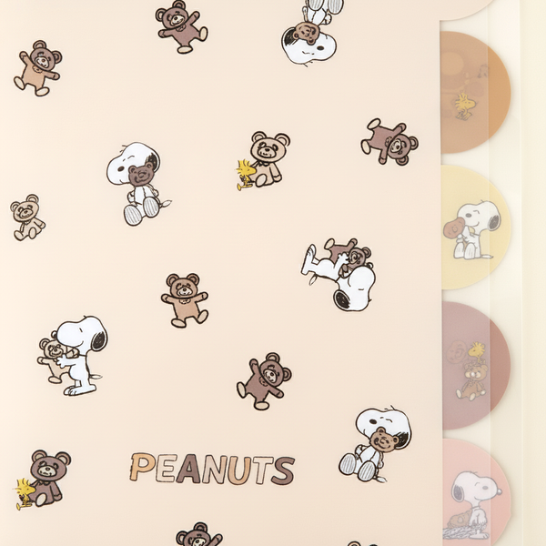 Peanuts Snoopy A4 Folder With Dividers - Snoopy & Cuddly Bears - Brown