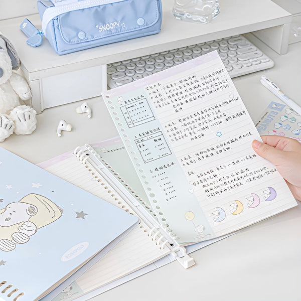 Peanuts Snoopy B5 Binder Notebook + Snoopy Inserts + Stickers - Limited Pastel Snoopy Edition