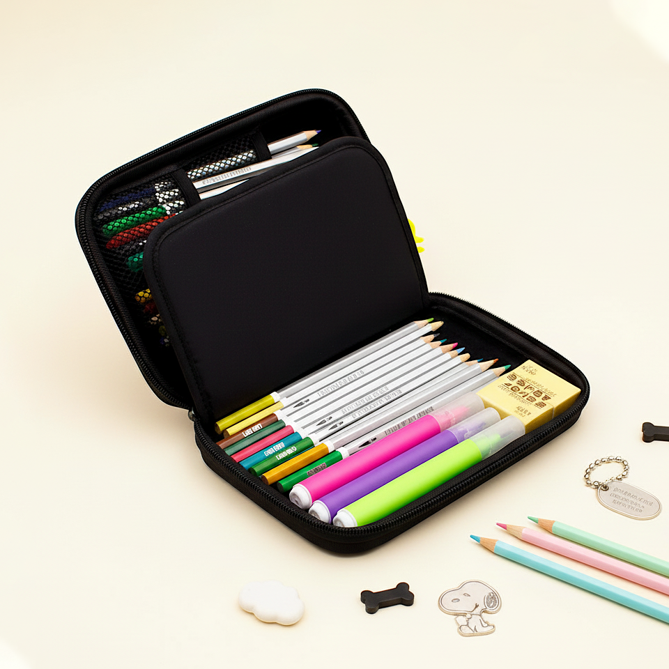 Peanuts Snoopy Hard Shell Pencil Case - Busy Day – Kawaii Stationery Shop