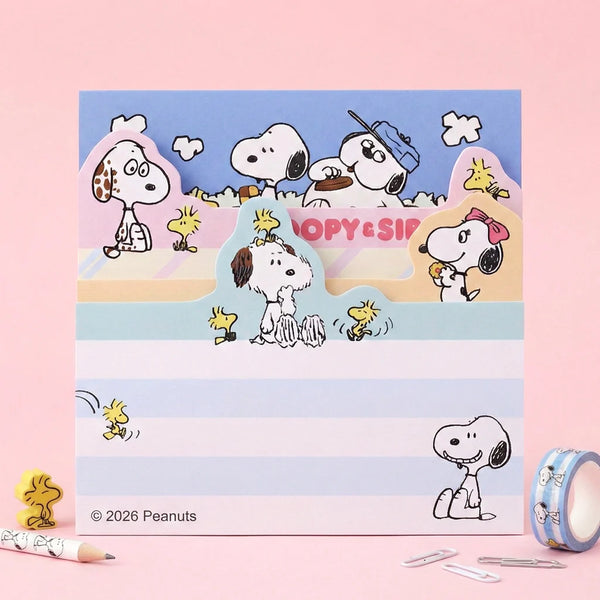 Peanuts Snoopy Die-Cut Sticky Notes - 4-Design Set - Mint - Limited Edition