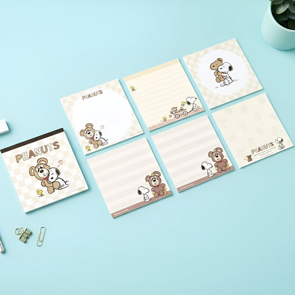 Peanuts Snoopy Memo Pad - Snoopy & Cuddly Bears - Brown