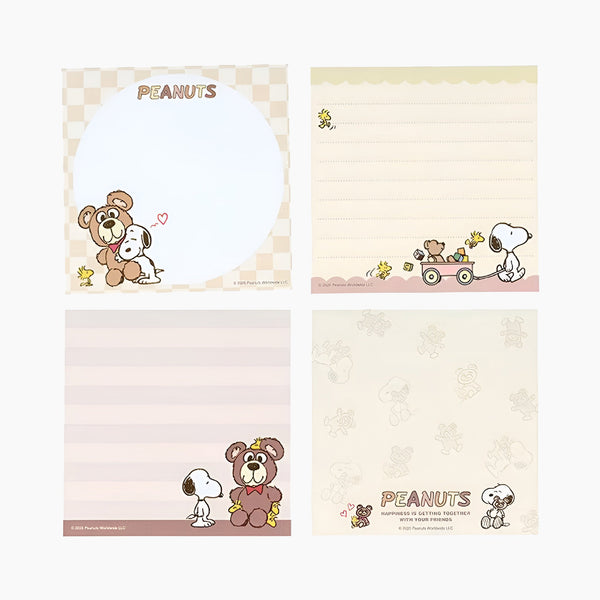 Peanuts Snoopy Memo Pad - Snoopy & Cuddly Bears - Brown