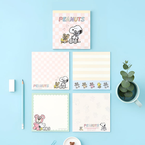 Peanuts Snoopy Memo Pad - Snoopy & Cuddly Bears - Pink