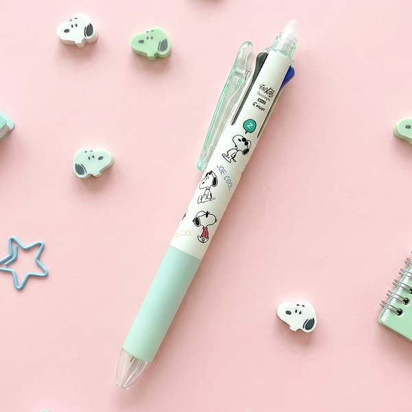 Pilot Frixion Peanuts Snoopy 3-in-1 Multicolor Ballpoint Pen - Limited Vintage Series - Mint & Beige