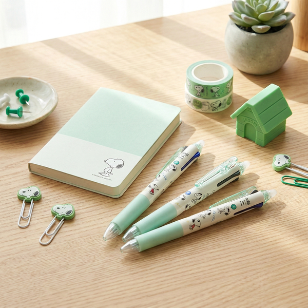 Pilot Frixion Peanuts Snoopy 3-in-1 Multicolor Ballpoint Pen - Limited Vintage Series - Mint & Beige