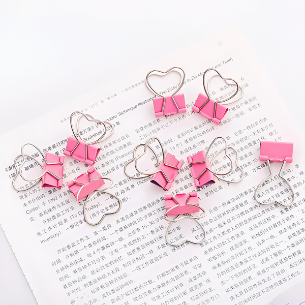 Pink Heart Shaped Binder Clip