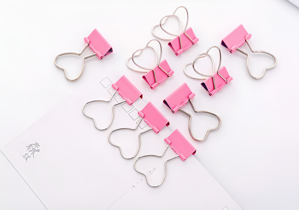 Pink Heart Shaped Binder Clip
