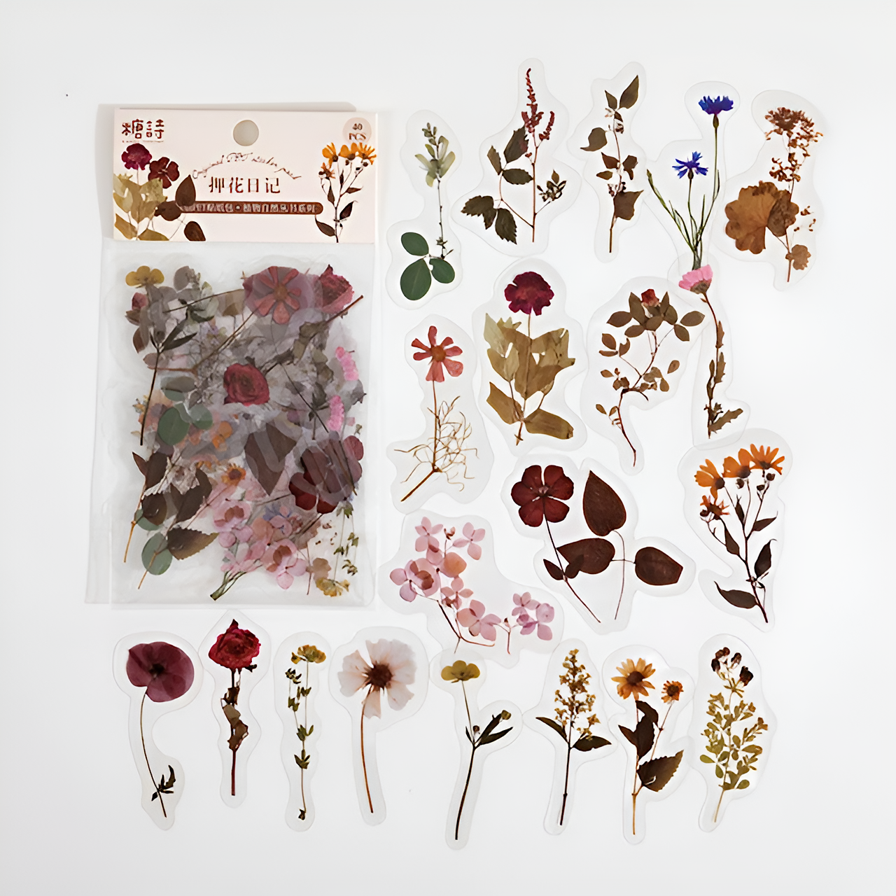 Pressed Flower Garden Stickers (8 types) – Kawaii Stationery Shop