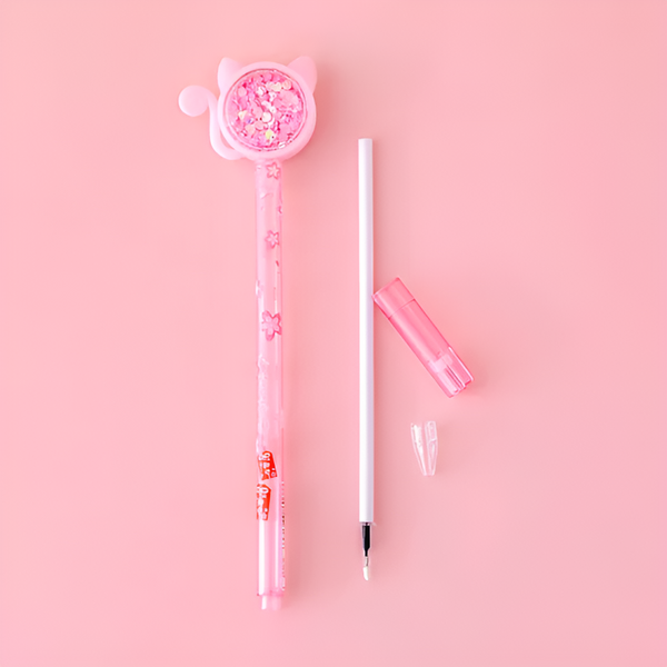 Sakura Cat Glitter Pen