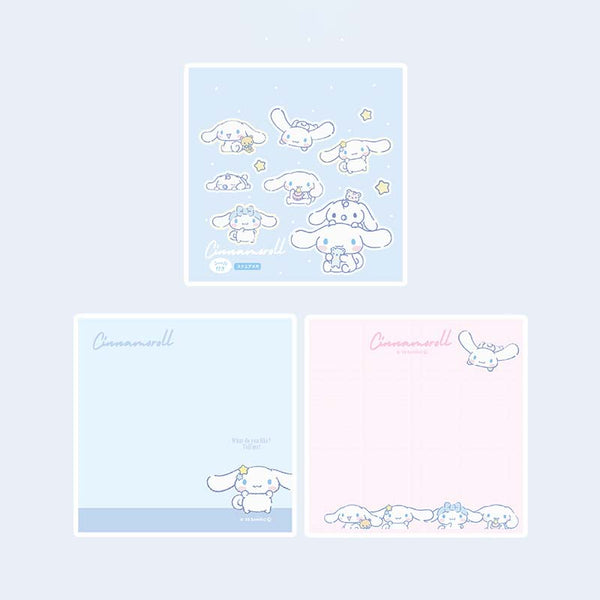 Sanrio 3 Design Memo Pad + Sticker Sheet