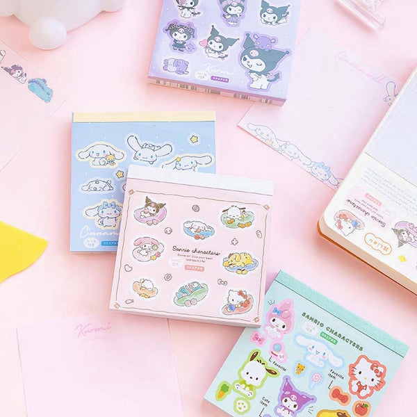 Sanrio 3 Design Memo Pad + Sticker Sheet