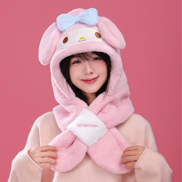 Sanrio Plush Hooded Scarf with Ears - My Melody