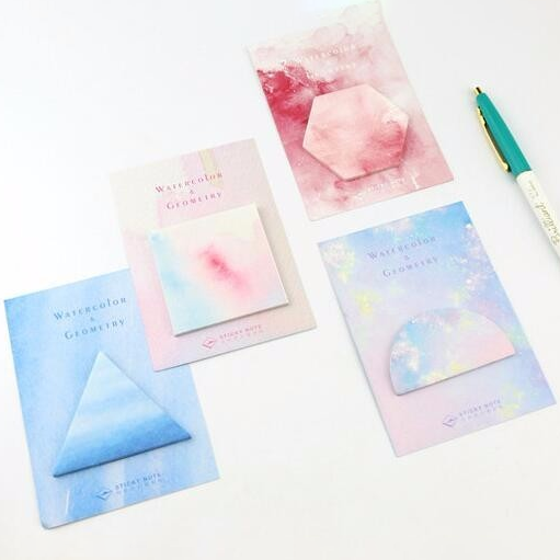 Watercolor & Geometry Sticky Notes