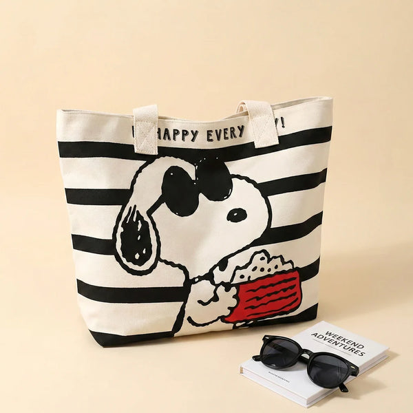 Snoopy Happy Everyday Striped Tote