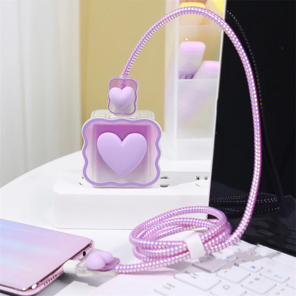 Soft Silicone Harajuku Heart iPhone Charger Case