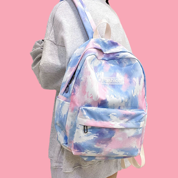 Rainbow Tie-Dye Nylon Backpack - Cotton Candy Skies