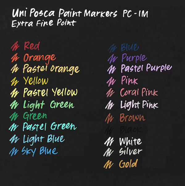 Uni Posca Paint Marker - Extra Fine Point - 12 Color Set