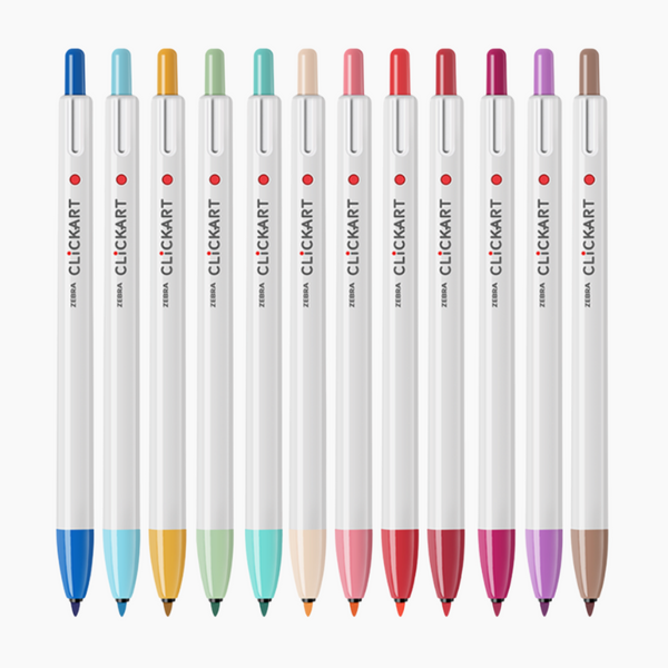 Zebra Clickart Knock Sign Pen 12 Color Set - Light