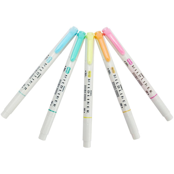 Zebra Mildliner Double Sided Highlighters - 5 Pastel Color Set