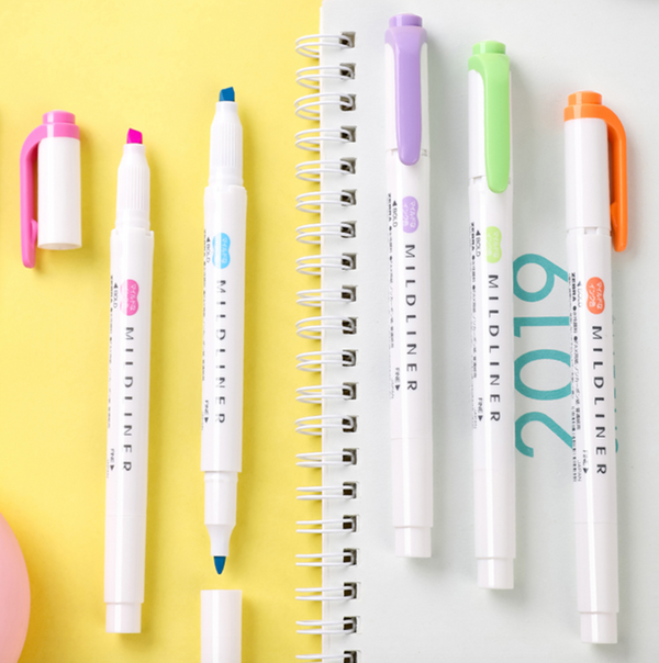 Zebra Mildliner Double Sided Highlighters - 5 Pastel Color Set