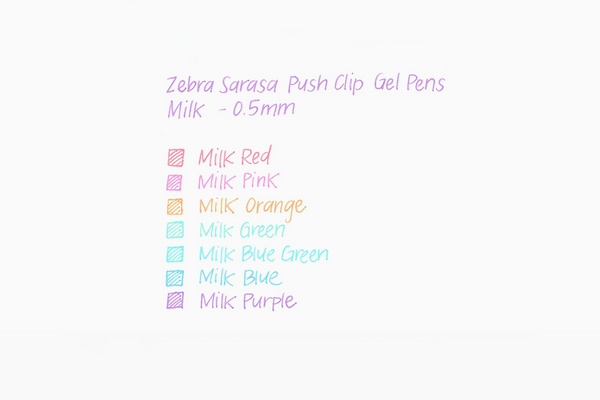 Zebra Sarasa Clip Milk Color Gel Pen - 8 Color Set